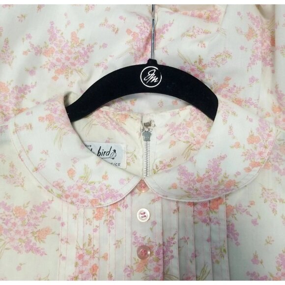 Lady Bird Pink Floral Vtg Zip Up Short Sleeve Shift Dress 1960s 1970s Feminine - Picture 3 of 11